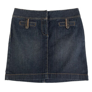 Ann Taylor Loft Skirt size 4 Denim Jean Short A Line Stretch Casual Pockets Slim